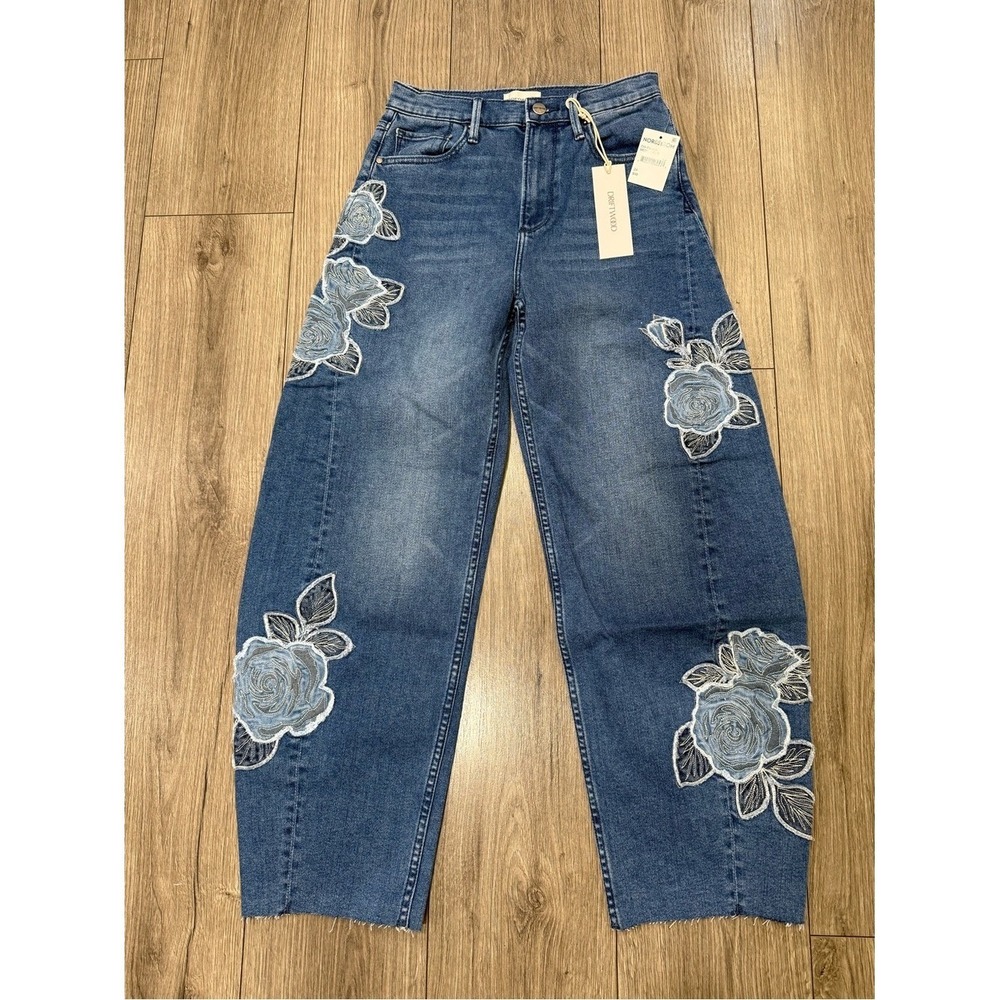 NWT Driftwood Parker Rose Patchwork Barrel Leg Jeans Sz 24X28
